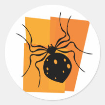 Schwarze u. orange Spinne Runde Sticker