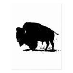 Schwarze u. weiße Büffel-Silhouette Postkarte