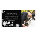Schwarze u. weiße Winter-Hochzeit danken Ihnen Fot Photogrußkarten