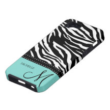 Schwarze u. weiße Zebrastreifen mit aquamarinem Bl iPhone 5 Etui