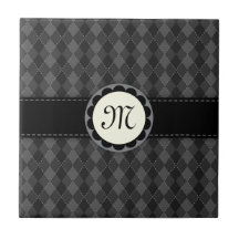 Schwarze und graue Rauten des Monogramms decken/Ge Kacheln