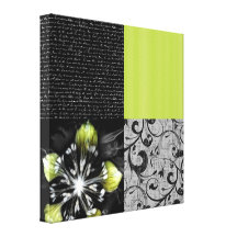 Schwarze und Limone Grafik Galerie Gefaltete Leinwand