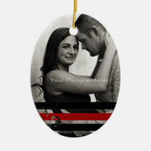 Schwarze und rote Foto-Verlobung Weihnachtsornament