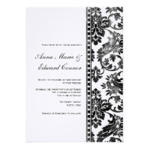Schwarze Vintage Damast-Spitze-Hochzeit Personalisierte Ankündigungskarte