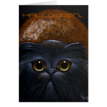 SCHWARZER PERSISCHER CAT - HALLOWEEN-Karte