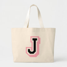 schwarzer rosa Buchstabe J Einkaufstaschen