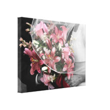 Schwarzer u. weißer Brautpaar-Rosa-Lilien-Leinwand Galerie Faltleinwand