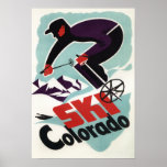 Schwarzer und lila gekleideter Skier Plakatdrucke