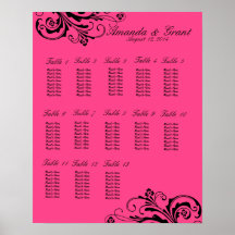 Schwarzer und rosa Chic blühen Sitzplatz-Diagramm Posterdrucke