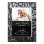 Schwarzer und silberner Damast-25. Hochzeitstag Einladungskarten