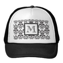 Schwarzes Damast-Muster 2 mit Ihrem Monogramm Netzmützen