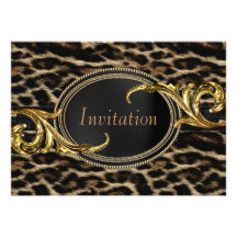 Schwarzes Goldleopard-Party Einladungskarte