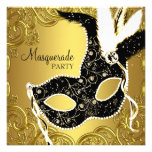 Schwarzes Goldmasken-Maskerade-Party Personalisierte Ankündigungskarte