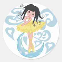 Schwarzes Haar-Ballerina-T-Shirts und Geschenke Runde Sticker