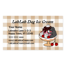 Schwarzes Labrador u. Eiscreme-Eiscremebecher Visitenkartenvorlage