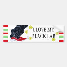 Schwarzes Labradorwelpen-u. -Weihnachtsmannmütze-W Autosticker