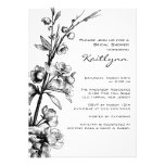 Schwarzes mit Blumen auf weißer Brautparty-Einladu