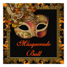 Schwarzes orange Halloween-Maskerade-Party Ankündigungskarte