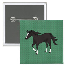 Schwarzes Pferd Anstecknadel
