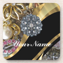 Schwarzes u. Gold bling sind Drink Untersetzer