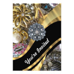 Schwarzes u. Gold bling sind Personalisierte Einladungskarte