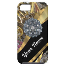 Schwarzes u. Gold bling sind Etui Fürs iPhone 5