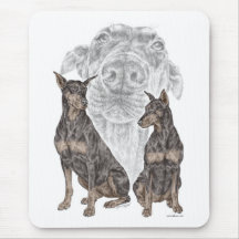 Schwarzes u. TAN-Dobermannpinscher-Hundekunst Mauspad