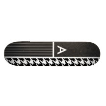 Schwarzes u. weißes Hahnentrittmuster Bedruckte Skateboarddecks