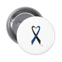 Schwarzes und blaues Herz-geformtes Bewusstseins-B Button