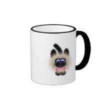 Schwarzes und Brown-Katze mit rosa Krawatte Kaffeetasse