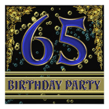 Schwarzes und Gold65. Geburtstags-Party Personalisierte Ankündigung