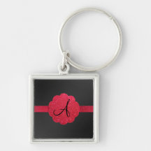Schwarzes und rotes Glittermonogramm Schlüsselbänder
