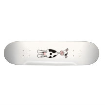 Schwarzweiss-Kuh-Cartoon. Front Individuelles Skateboard