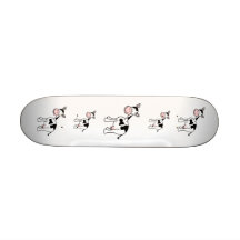 Schwarzweiss-Kuh-Karikatur Skateboard Deck