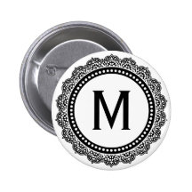 Schwarzweiss-Medaillon-Gewohnheits-Initiale Anstecknadel