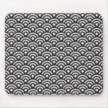 Schwarzweiss-Seigaiha Muster Mousepad
