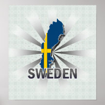 Schweden-Flaggen-Karte 2,0 Poster