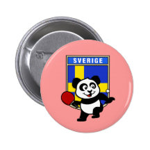 Schweden-Tischtennis-Panda Anstecknadelbutton