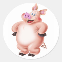 Schwein, cerdo, porco, Schwein, cochon Runder Aufkleber