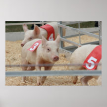 Schwein, das rosa Ferkel Nr. drei läuft Plakatdruck
