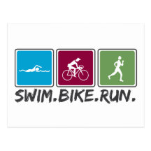 Schwimmenfahrrad laufen gelassen (Triathlon) Postkarte