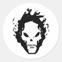 Schwingen Dee Diablo " Feuer-Schädel-" Logo Runde Sticker