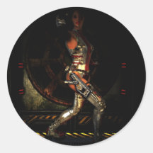 Sci FI-Kriegers-Frau Sticker