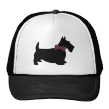 Scottie-Hund in der karierten Bogen-Krawatte Baseballcap
