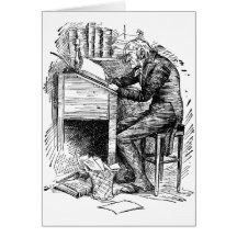 Scrooge an seinem Schreibtisch Grußkarten