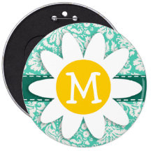 Seafoam Green Damask; Spring Daisy Pin