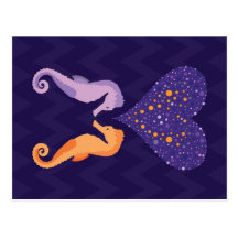 Seahorse Love - Purple Postcard