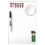 Sechs asiatische Puppen und ein Grün Memoboards