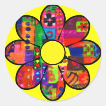 Sechziger-Blumen-Power Aufkleber