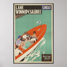 See Winnipesaukee Vintage Reise-Plakat-Anzeige Ret